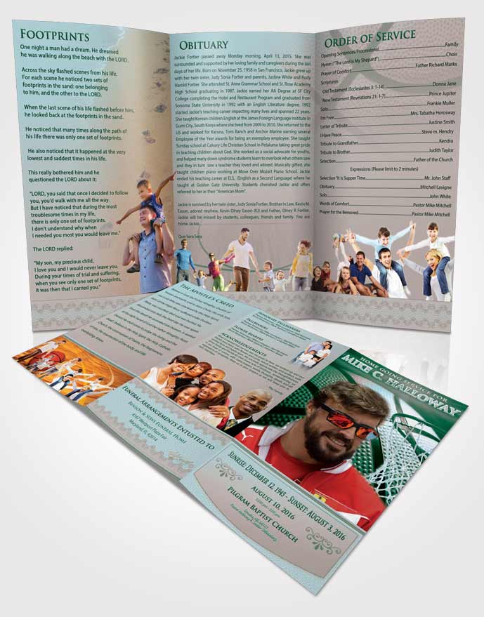 Obituary Template Trifold Brochure Serenity Basketball Honor