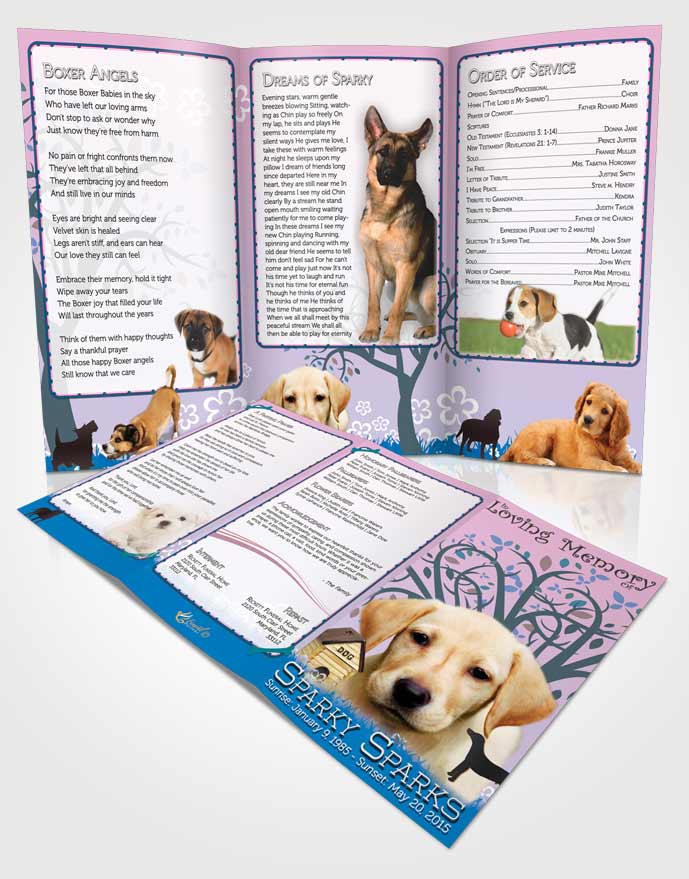 Obituary Template Trifold Brochure Serenity Doggy Heaven