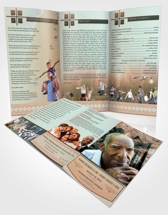 Obituary Template Trifold Brochure Serenity Forest Laughter