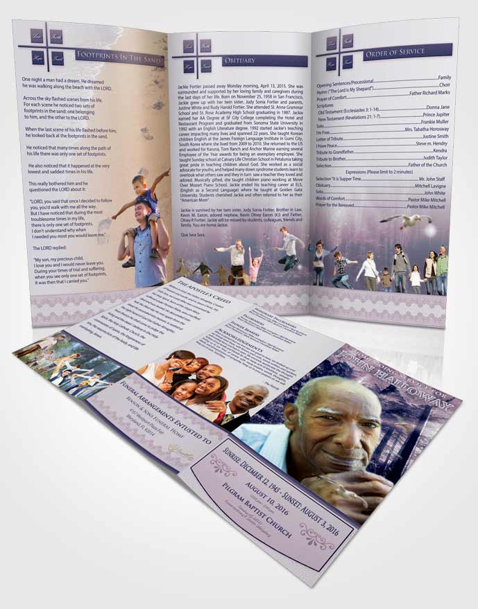 Obituary Template Trifold Brochure Sky Forest Laughter