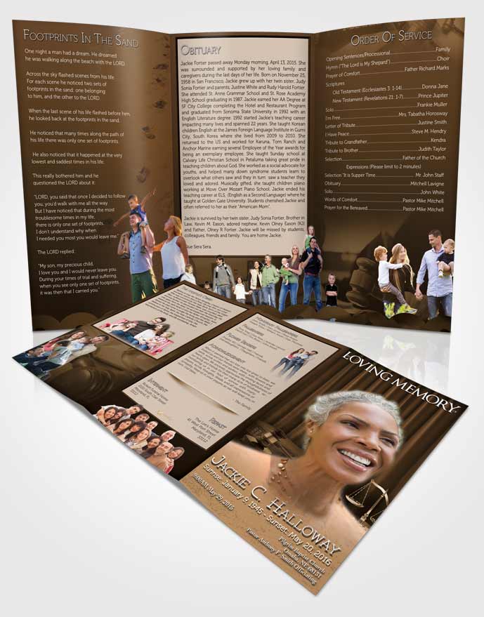 Obituary Template Trifold Brochure Soft Judge Justice