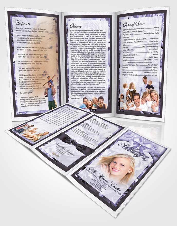Obituary Template Trifold Brochure Soft Petals in the Wind