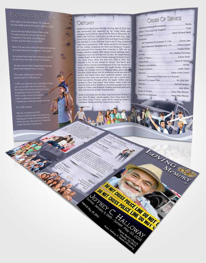 Obituary Template Trifold Brochure Soft Police On Duty