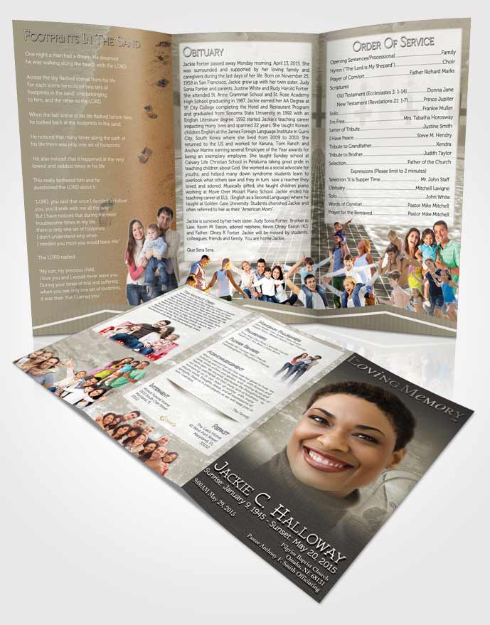 Obituary Template Trifold Brochure Soft Spring Swimming Desire