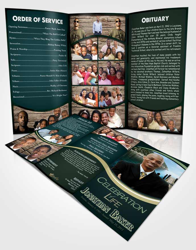 Obituary Template Trifold Brochure Soothing Sky Journey
