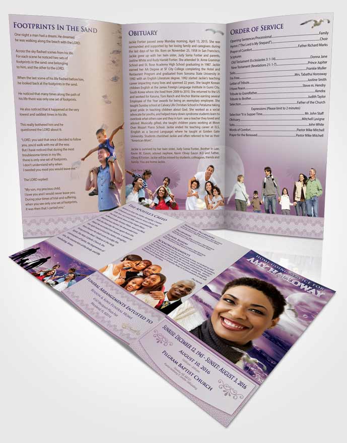 Obituary Template Trifold Brochure Special Moments Evening Moon
