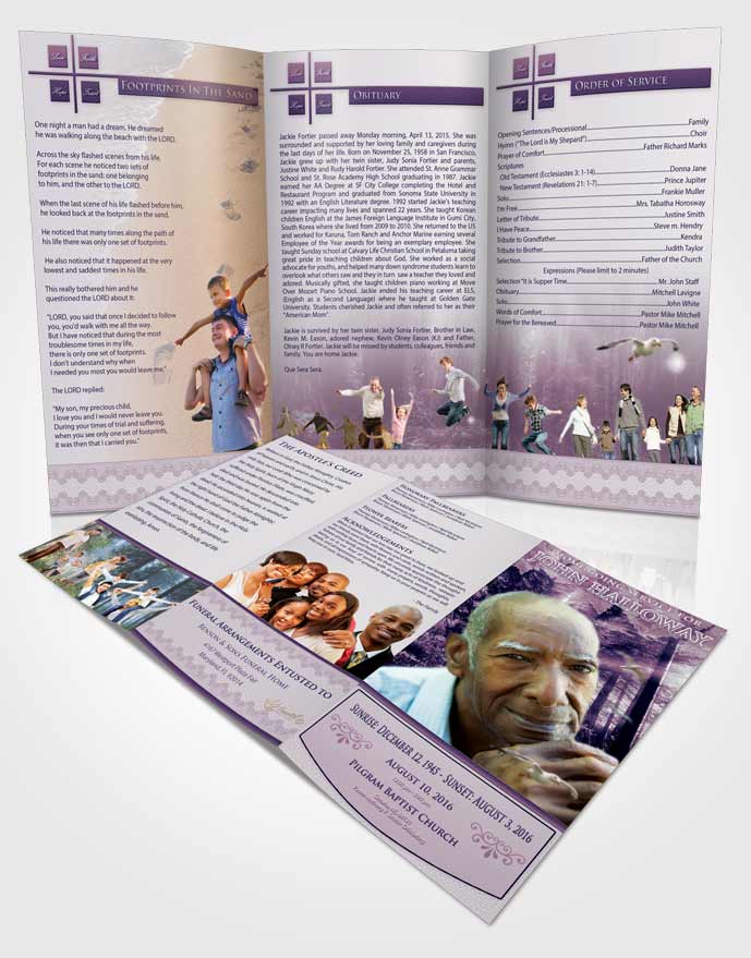 Obituary Template Trifold Brochure Special Moments Forest Laughter