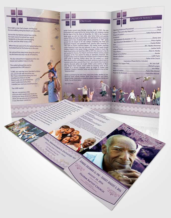 Obituary Template Trifold Brochure Special Moments Forest Magic