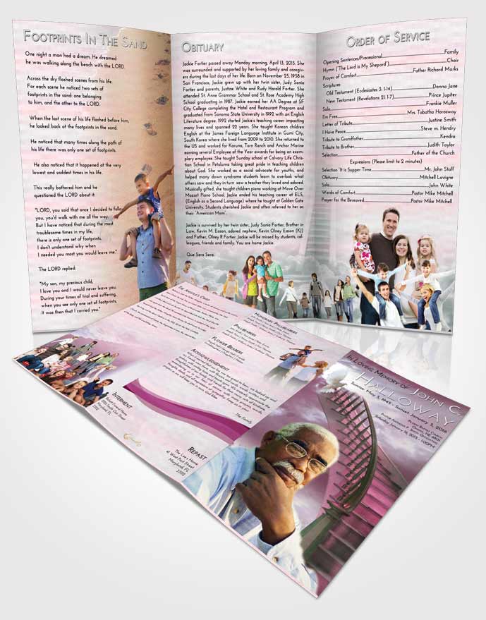 Obituary Template Trifold Brochure Stairway to Heaven Divinity