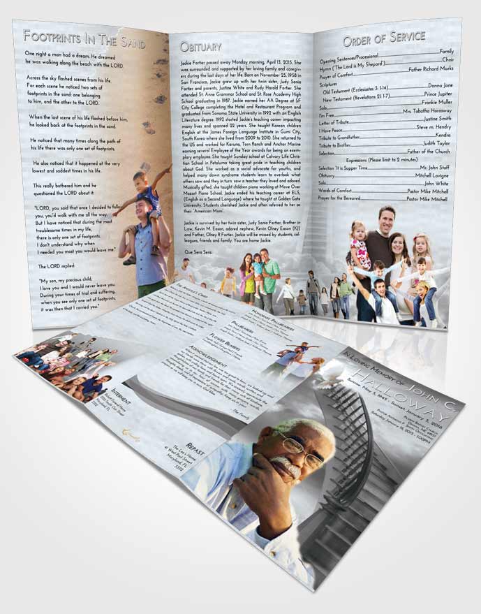 Obituary Template Trifold Brochure Stairway to Heaven Freedom