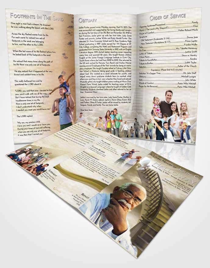 Obituary Template Trifold Brochure Stairway to Heaven Harmony