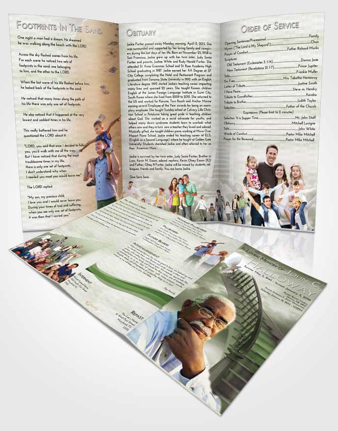 Obituary Template Trifold Brochure Stairway to Heaven Love
