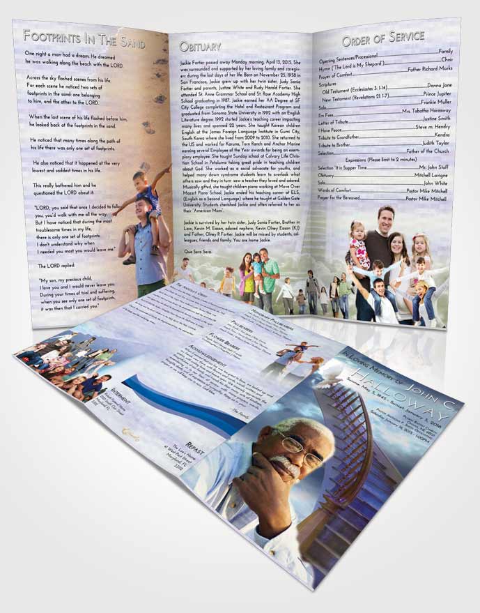 Obituary Template Trifold Brochure Stairway to Heaven Serenity