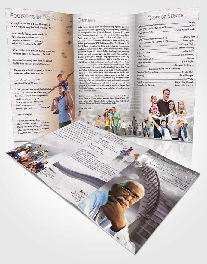 Obituary Template Trifold Brochure Stairway to Heaven Smile