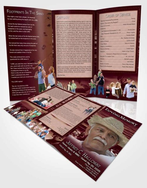Obituary Template Trifold Brochure Strawberry Peach Water Sports