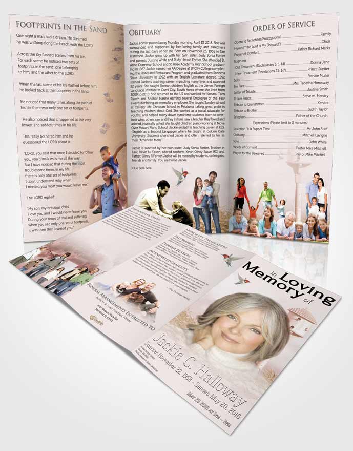 Obituary Template Trifold Brochure Summer Birds of a Feather