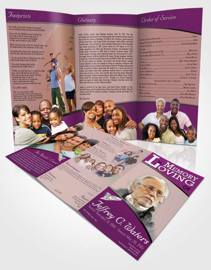 Obituary Template Trifold Brochure Summer Clarity