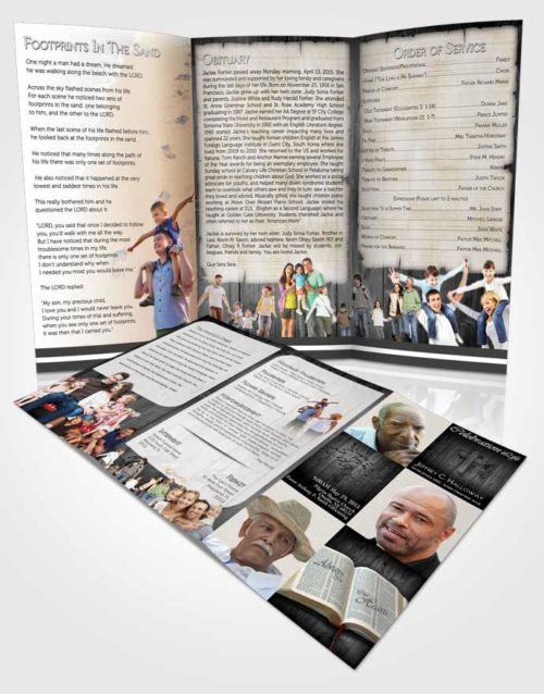 Obituary Template Trifold Brochure Summer Hardwood Blessing