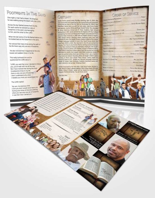 Obituary Template Trifold Brochure Summer Hardwood Tranquility