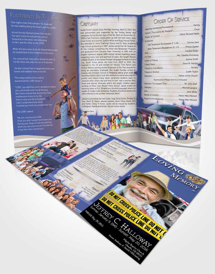Obituary Template Trifold Brochure Summer Police On Duty