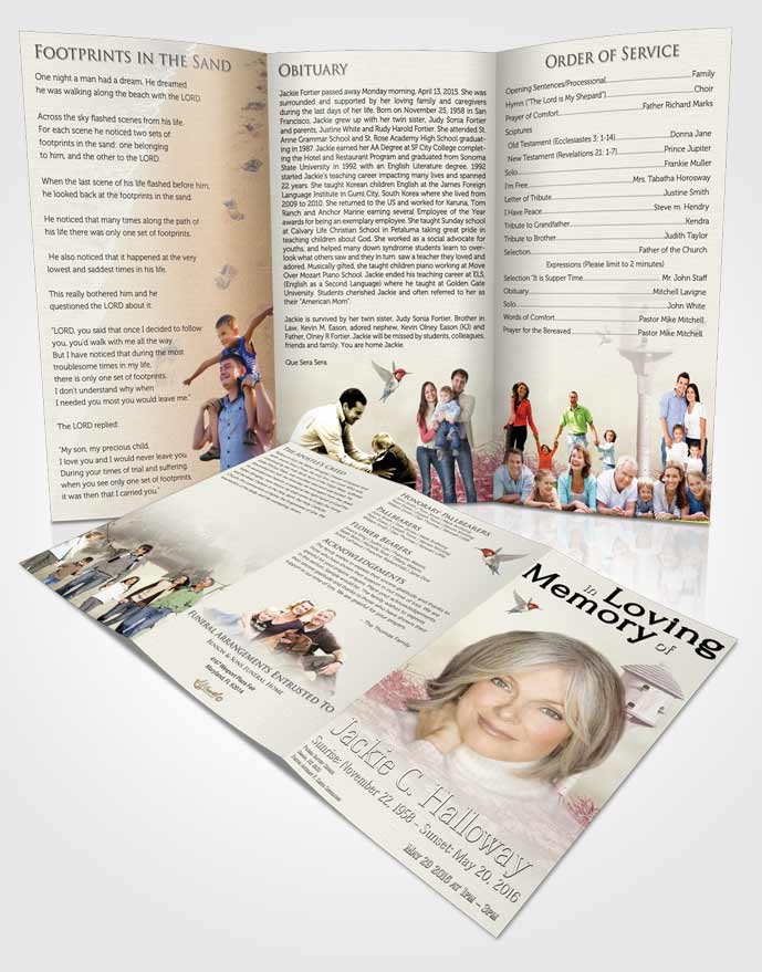 Obituary Template Trifold Brochure Sunny Birds of a Feather