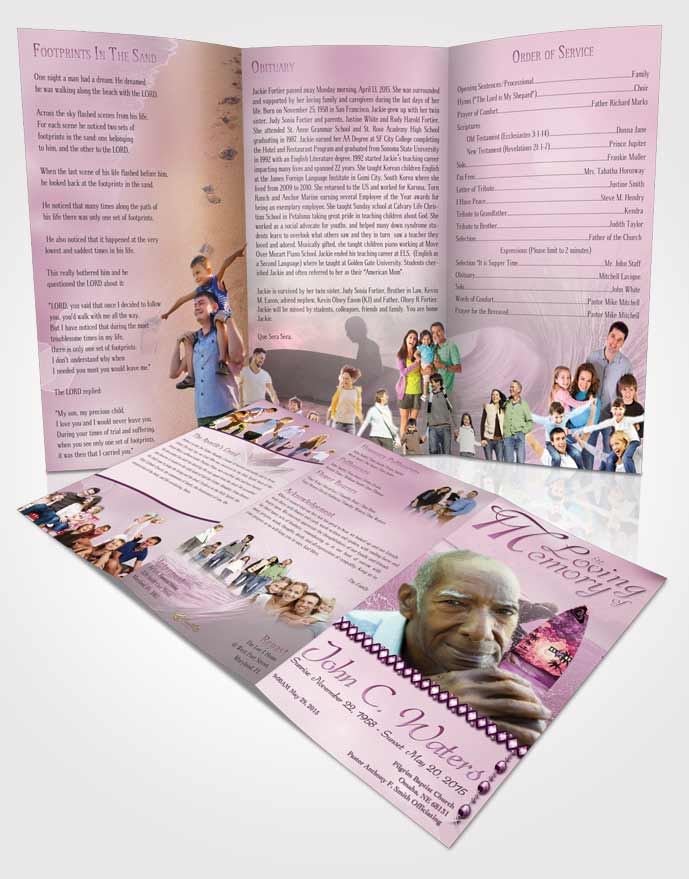 Obituary Template Trifold Brochure Surfers Paradise Tender Waves