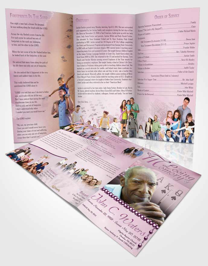 Obituary Template Trifold Brochure Tender Cards