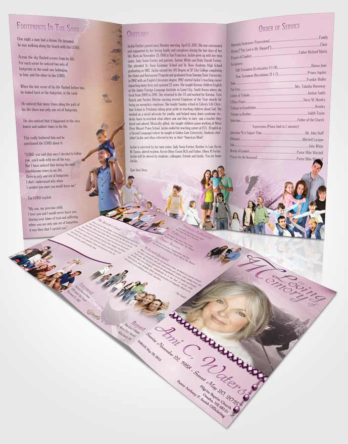 Obituary Template Trifold Brochure Tender Downhill Skiing