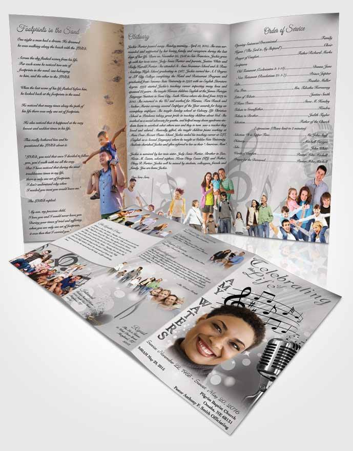 Obituary Template Trifold Brochure The Sound of Music Black and White