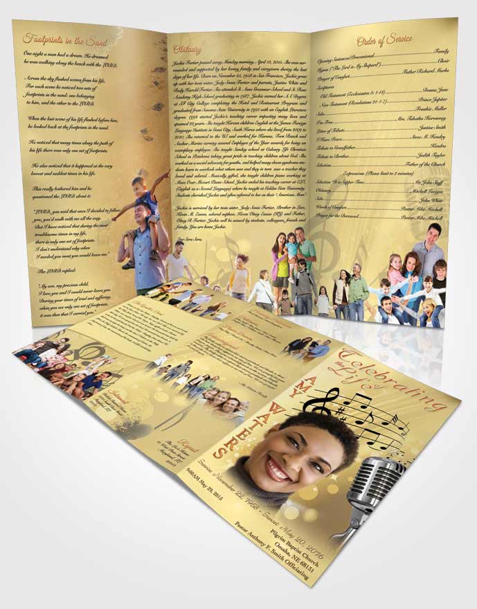 Obituary Template Trifold Brochure The Sound of Music Gold Love