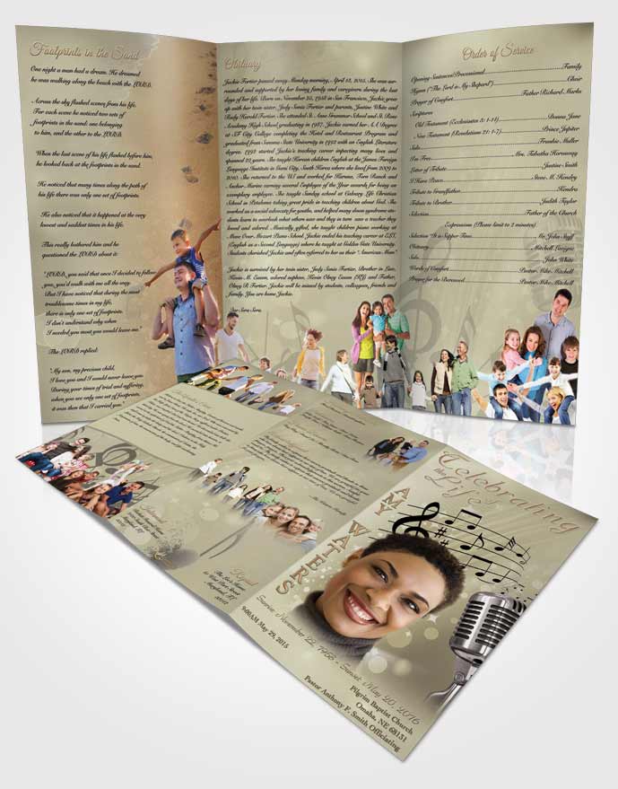 Obituary Template Trifold Brochure The Sound of Music Vintage Memories