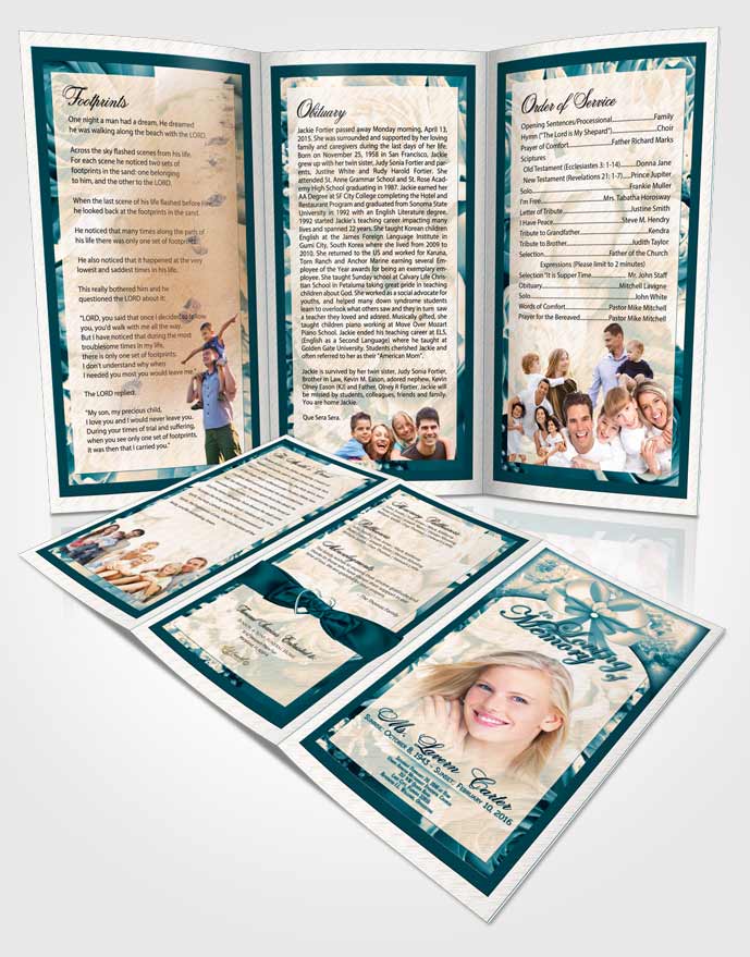 Obituary Template Trifold Brochure Tranquil Petals in the Wind