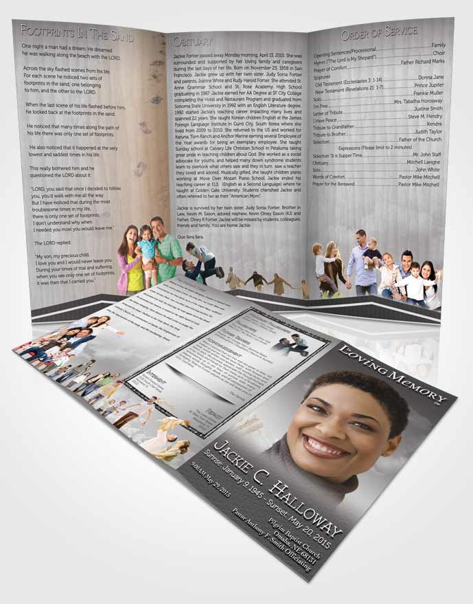 Obituary Template Trifold Brochure Up in the Black and White Sky