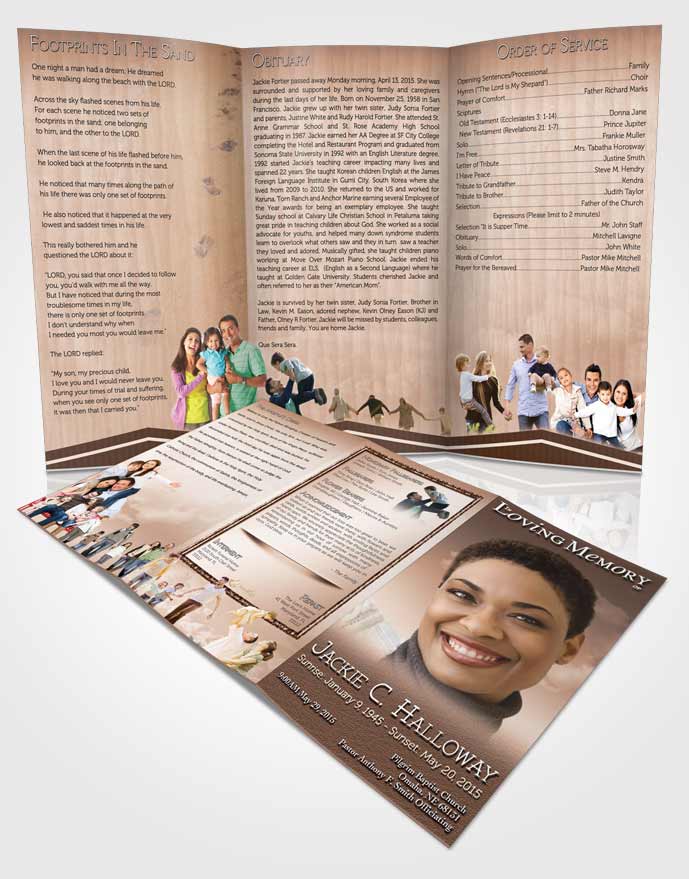 Obituary Template Trifold Brochure Up in the Peach Sky