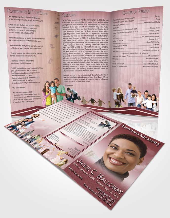 Obituary Template Trifold Brochure Up in the Pink Sky