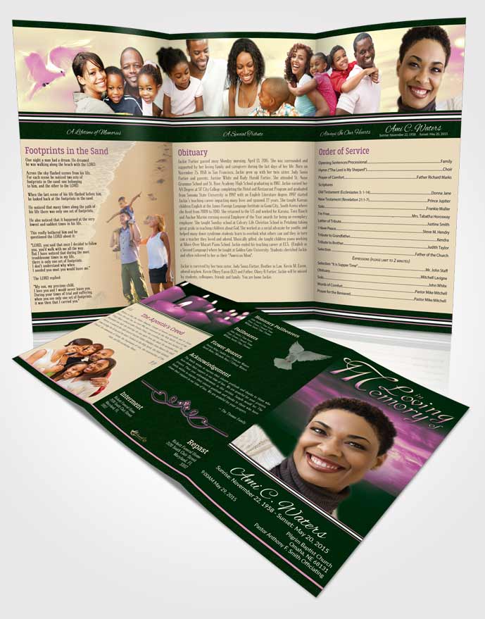 Obituary Template Trifold Brochure Warm Higher Power