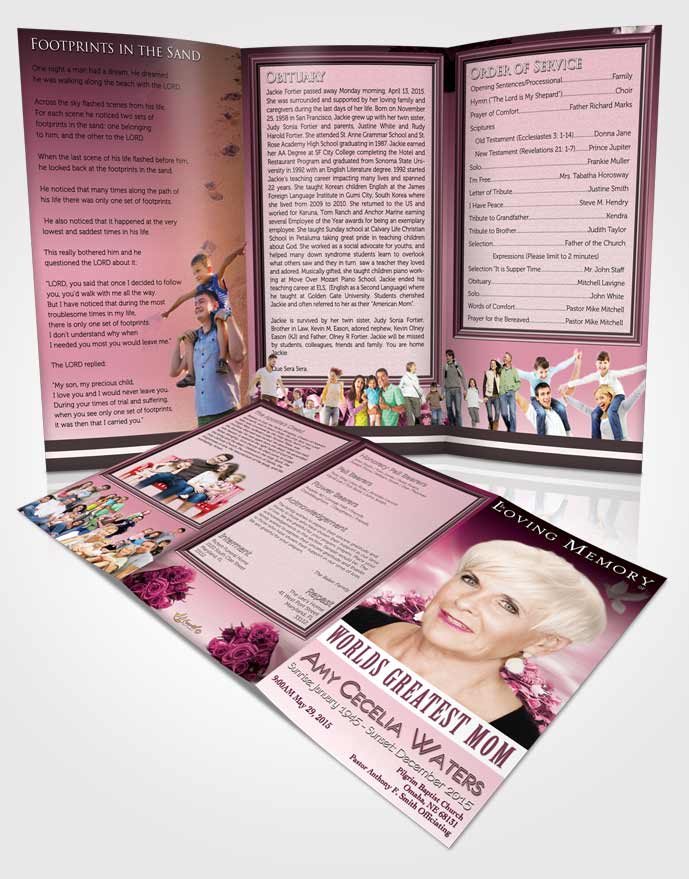 Obituary Template Trifold Brochure Worlds Greatest Tranquil Mom