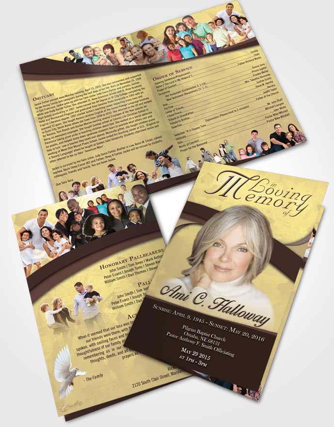 Bifold Order Of Service Obituary Template Brochure At Dusk Wisdom