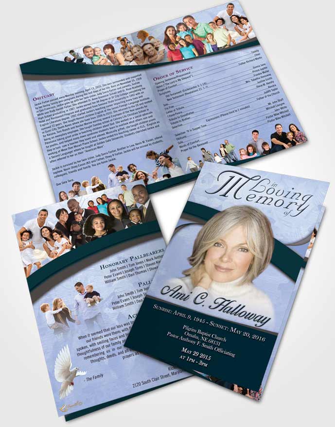 Bifold Order Of Service Obituary Template Brochure Coral Reef Wisdom