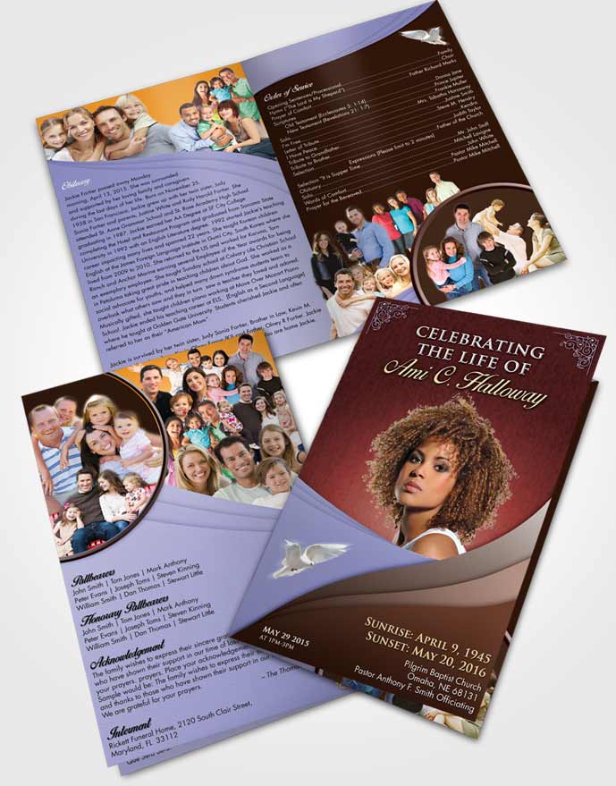Bifold Order Of Service Obituary Template Brochure Devoted Magnificence