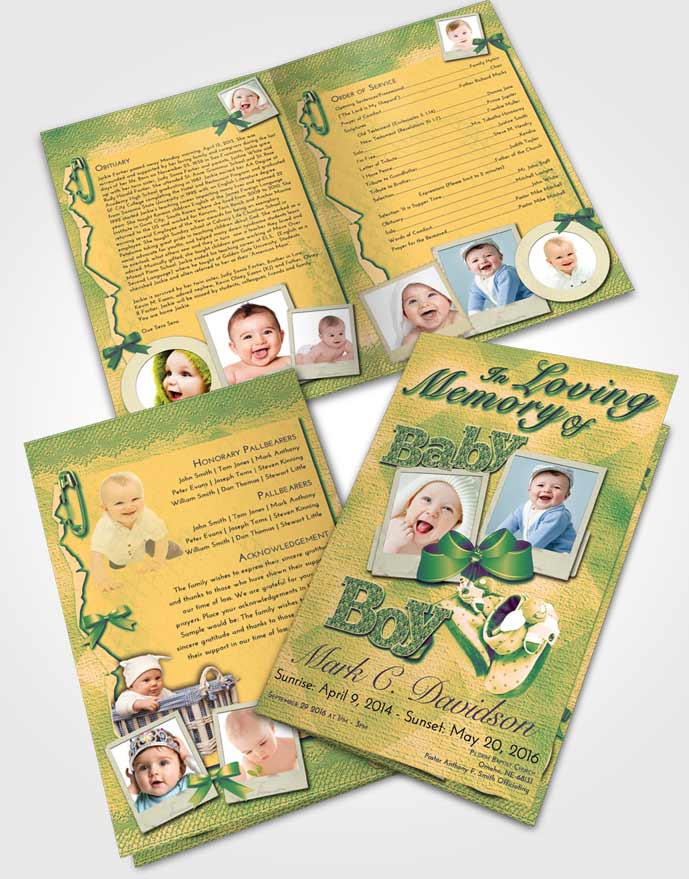 Bifold Order Of Service Obituary Template Brochure Emerald Serenity Baby Boy