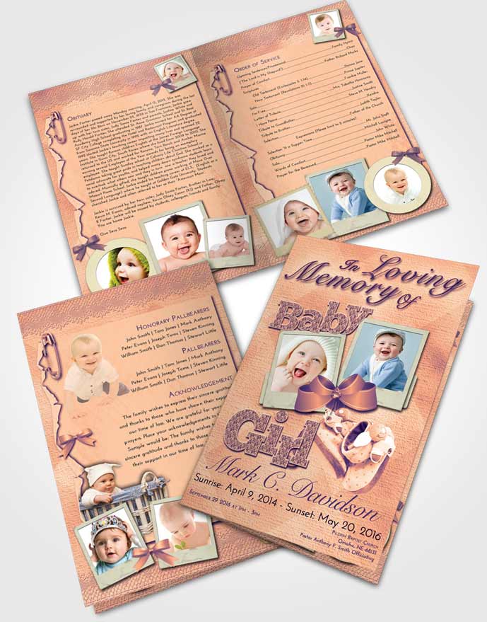 Bifold Order Of Service Obituary Template Brochure Lavender Sunset Baby Girl