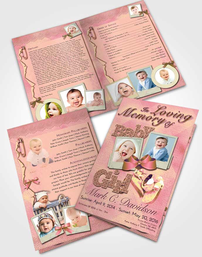 Bifold Order Of Service Obituary Template Brochure Loving Mix Baby Girl