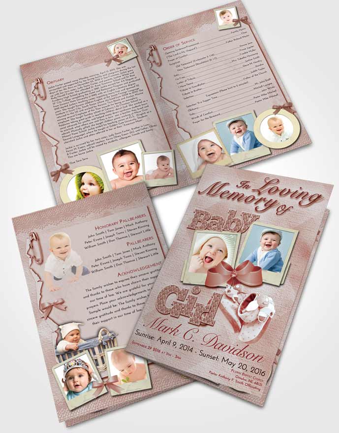 Bifold Order Of Service Obituary Template Brochure Ruby Love Baby Girl