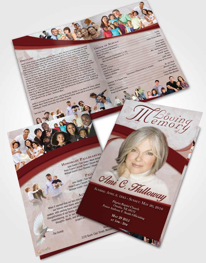 Bifold Order Of Service Obituary Template Brochure Ruby Love Wisdom