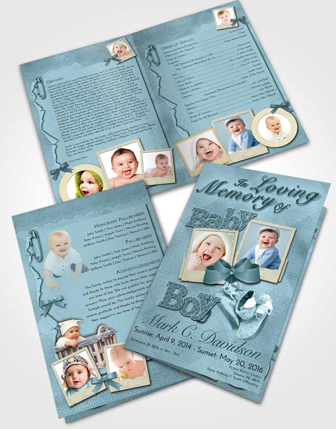 Bifold Order Of Service Obituary Template Brochure Soft Emerald Love Baby Boy