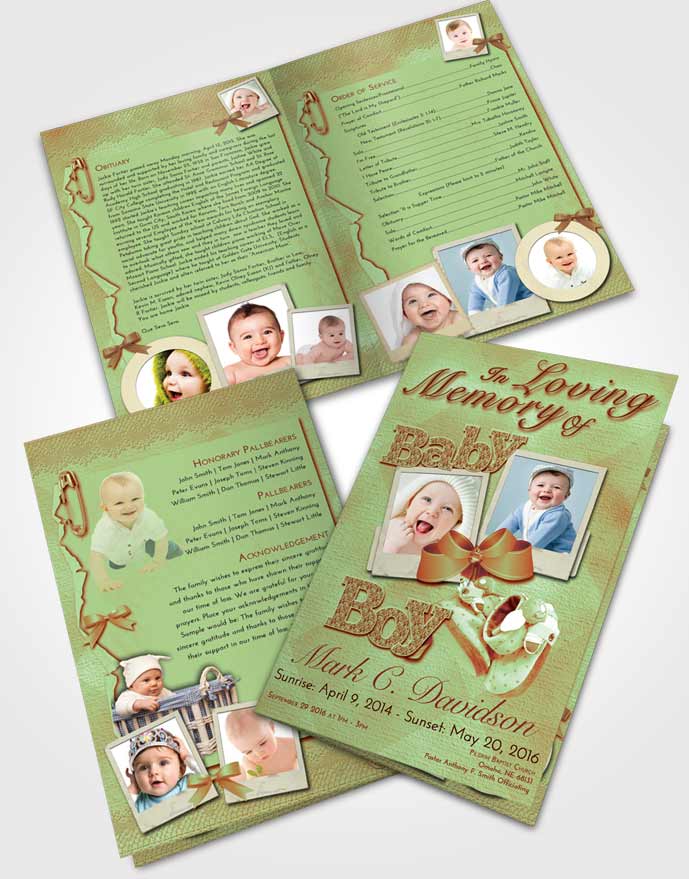Bifold Order Of Service Obituary Template Brochure Strawberry Mist Baby Boy
