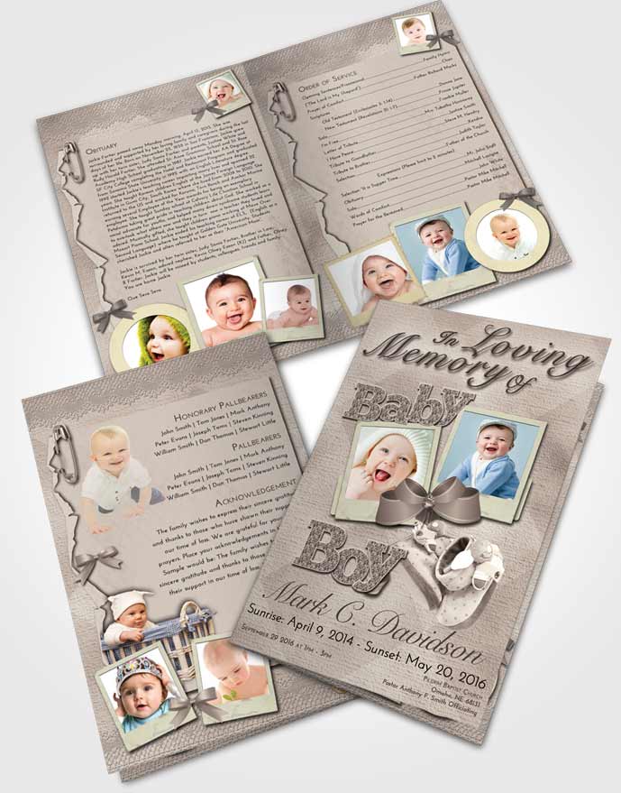 Bifold Order Of Service Obituary Template Brochure Tranquil Fall Baby Boy