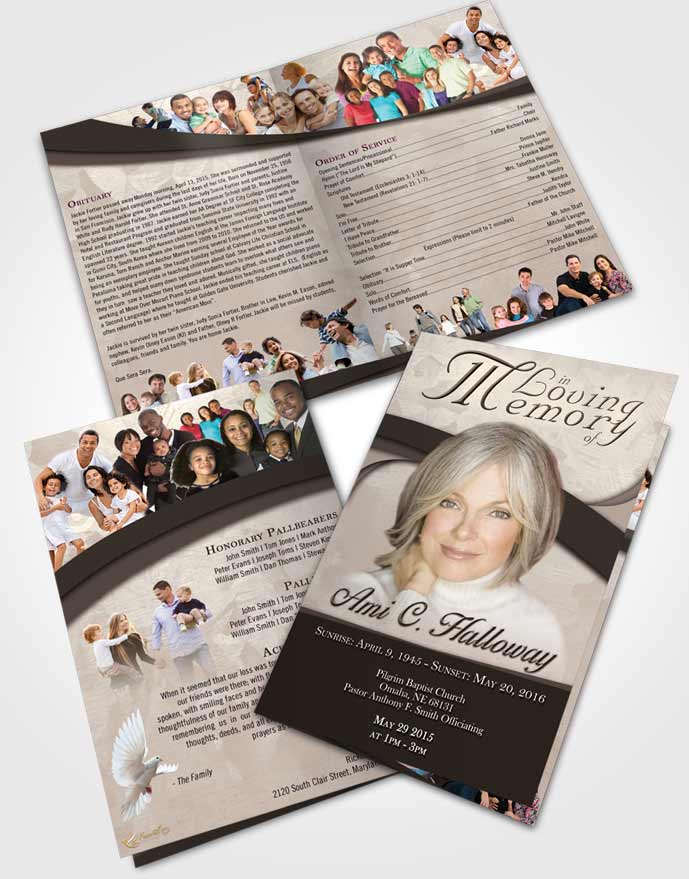 Bifold Order Of Service Obituary Template Brochure Tranquil Fall Wisdom
