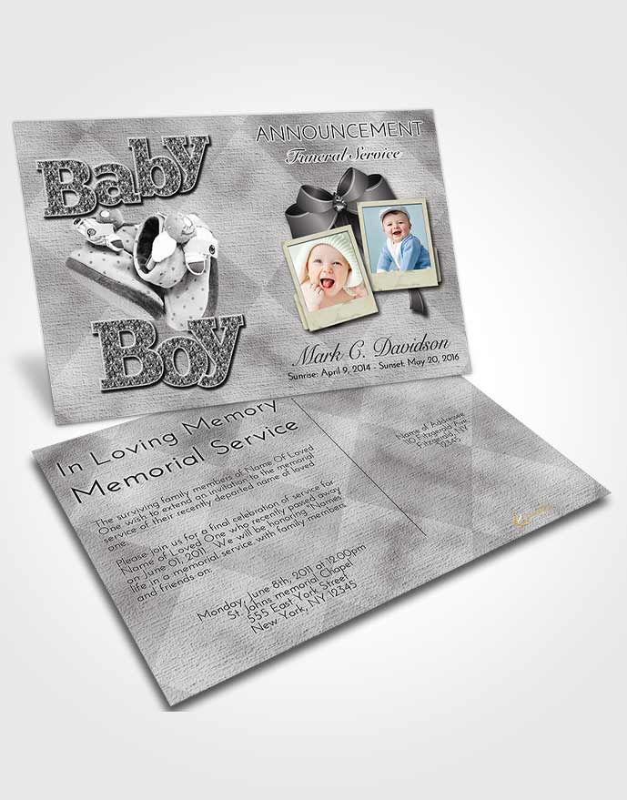 Funeral Announcement Card Template Black and White Baby Boy
